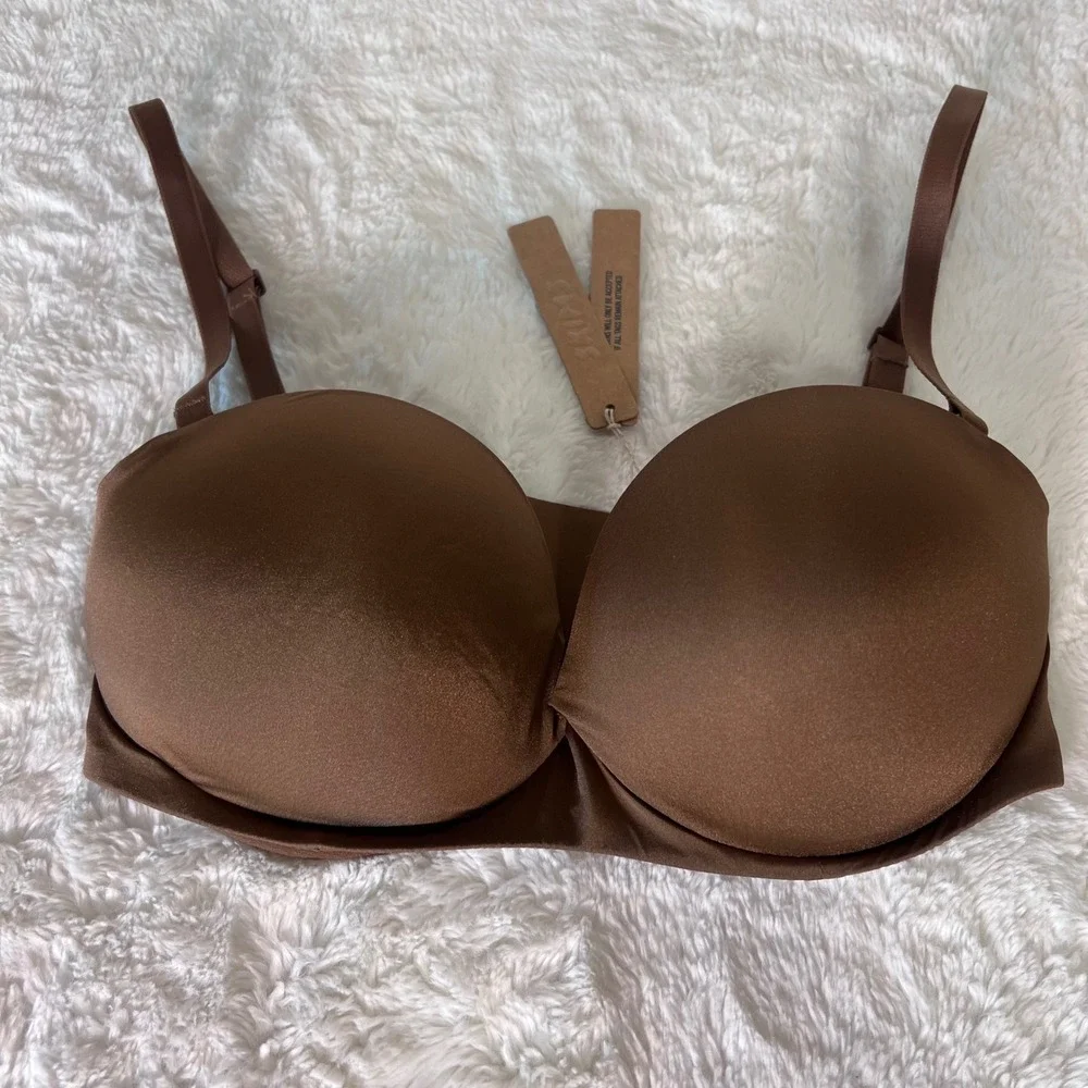 SKIMS Women's Ultimate Push-Up‎ Strapless Bra Jasper Brown 32DD BA-BAN-3208 NWT